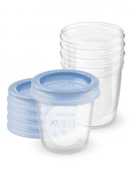 Storing and feeding breast milk is now easy with Philips breast milk storage cups. 