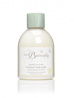 Little Butterfly London Floating on clouds bedtime bathmilk FOR BABY. Cocooning and calming, our organic-certified bath milk is bliss for babies.It caresses delicate skin and relaxes as it nourishes.