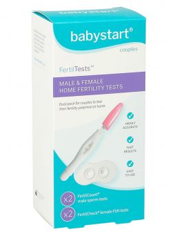 Do you know if you and your partner are fertile? Infertility affects about 10-15 percent of all couples of reproductive age. The Babystart Fertility Test Package Can Help You Find Out! You get a result in 10 seconds for a woman and 15 minutes for a man, and the results are as much as 99% and 97% reliable. The pack contains 2 male and 2 female fertility tests