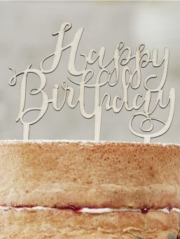 Happy Birthday! wooden cake topper