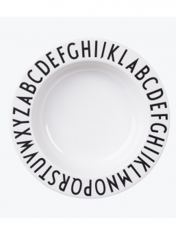 The Design Letters children's collection deep melamine plate is unbreakable and lightweight.