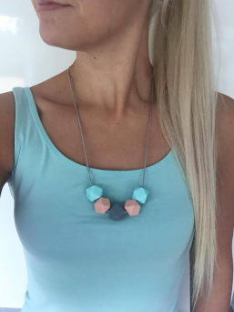 Nursing Necklace (turquoise-peach-grey)