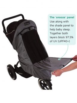 With the SnoozeShade Plus Deluxe pram's blackout curtain, your child will have a good naps on the trip in a stroller, and the curtain will also protect your child from the sun's UV rays.