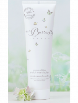Little Butterfly London Cocoon of bliss stretch mark butter for mothers. Pamper and protect strained pregnancy skin, to deliver a firm, toned and youthful appearance.