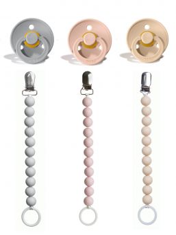 Pacifier holders for baby 3-PACK, rosa