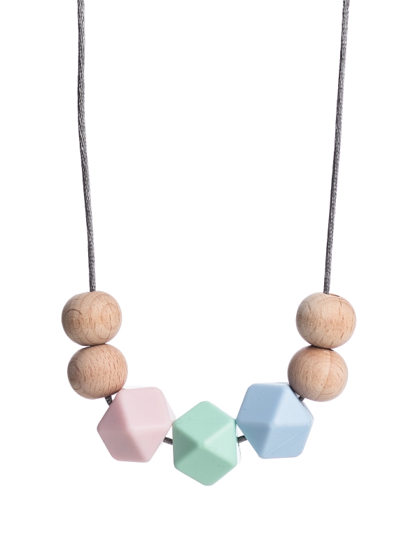 Nursing Necklace (nature rosa-mint-lightblue)