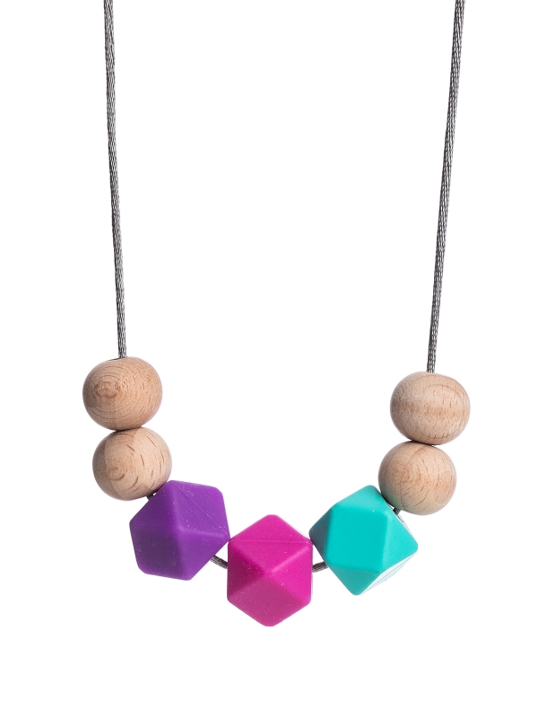 Nursing Necklace (nature purple-fuchsia-turquoise)