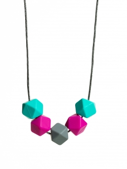 Nursing Necklace (turquoise-fuchsia-grey)