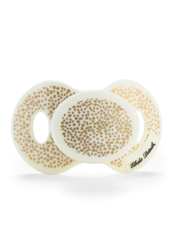 Elodie Details gold shimmer soother with beautiful pattern.