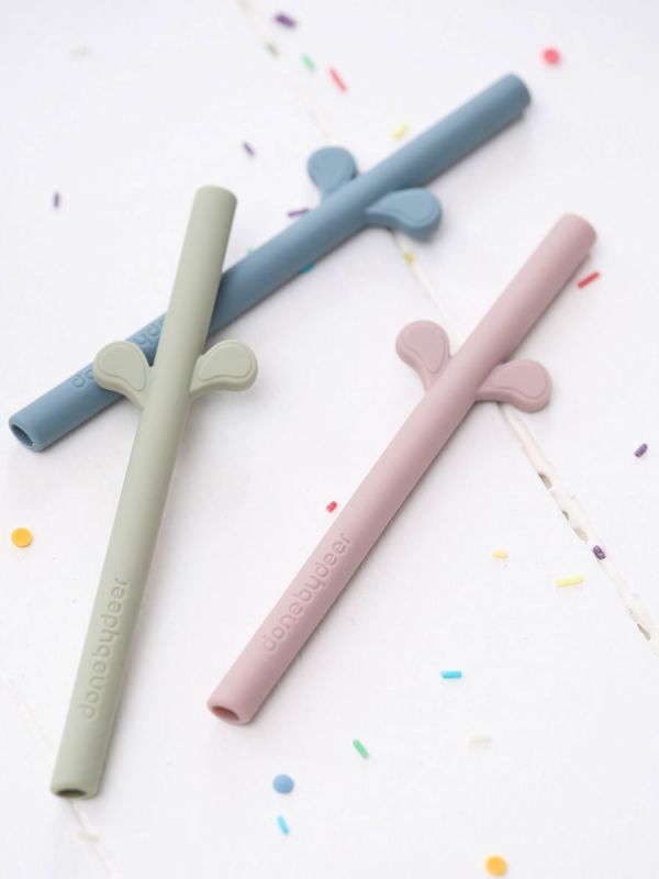 Done By Deer - silicone straw 5-PACK - Blue Mix