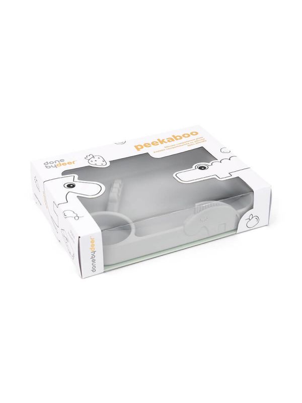 Done By Deer Peekaboo compartment plate is perfect for fussy eaters. Separate the food and let the fun zebra and the cool crocodile trigger the curiosity of your little one when they peek out from the plate.