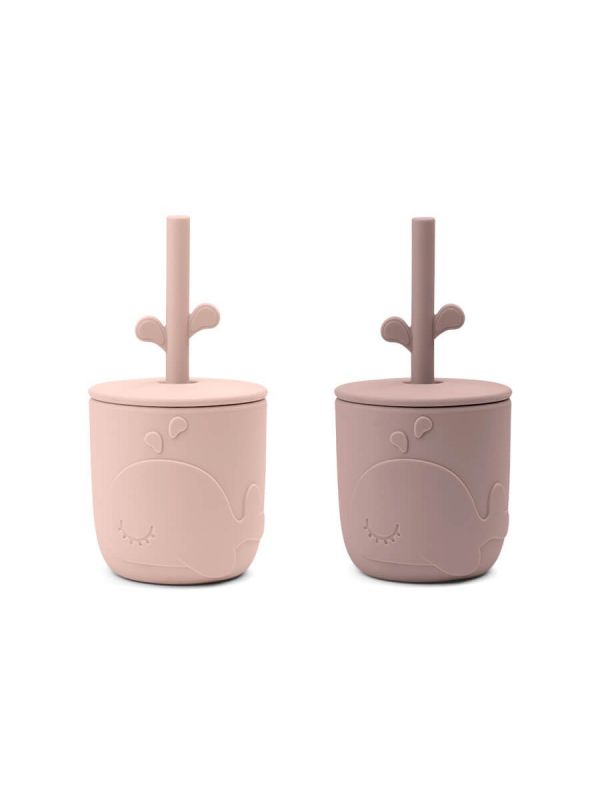 Done by Deer a cute food silicone straw cup stays in the hand of a very small child and is easy to drink.