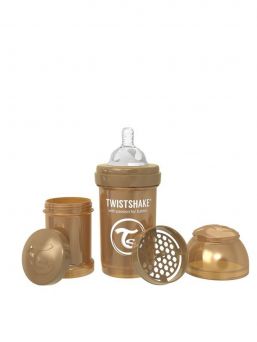 Twistshake Pearl Copper  baby bottle is perfect to use in combination with regular breastfeeding. Every Twistshake contains a practical container as well as a mixing net.
