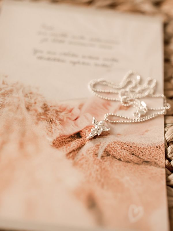 FairyOf Pregnancy´s I’ll tell you a secret - gift package, you can tell future grandparents about a new family member. The package includes two different cards (finnish language)  and a small silver guardian angel necklace that a future grandmother can wear around her neck.