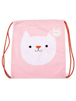 Cookie the Cat cotton drawstring bag.