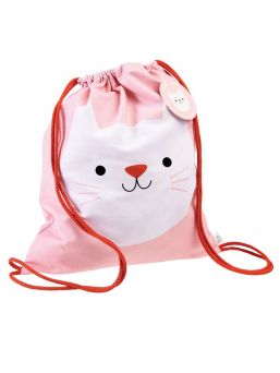 Cookie the Cat cotton drawstring bag.