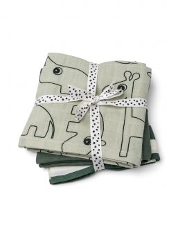 Done By Deer - Burp cloth 3-pack 70x70 - Deer friends Green