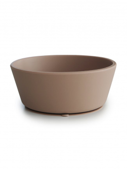 Mushie child silicone bowl. The bowl can be heated in the microwave and washed in the dishwasher. Beautiful, easy and effortless dining.