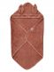 Light-colored hooded towel for babies to shower and bath tubs moments.