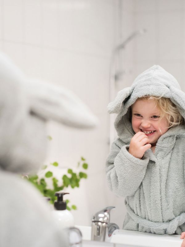 Super soft and luxurious Summerville bathrobe with adorable bunny ears.