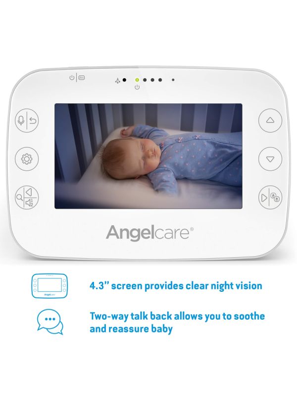 ANGELCARE Baby Movement Monitor AC327 Video. Angelcare Baby Movement Monitor monitors your child's sleep for you and alerts you immediately if your baby is not breathing for 20 seconds. In addition, the package includes a parent unit with night vision, two-way communication and a 4.3 