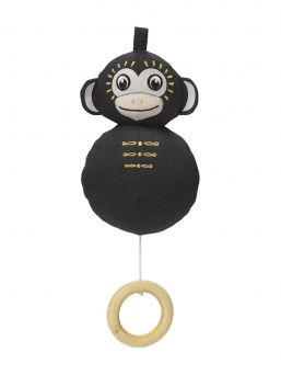Elodie Details soft monkey musical mobile with beautiful melody. Adorable denim monkey with a drawstring for a beautiful melody.