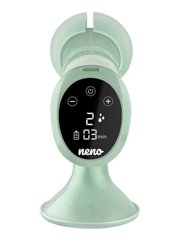 Lightweight and portable electric Neno Uno breast pump that is completely wireless. The breast pump works with a rechargeable battery and is easy to take on a longer trip.