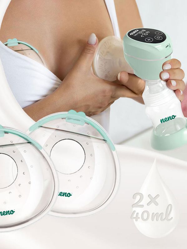Neno - two milk collectors that allow you to imperceptibly collect milk under your bra. Milk collectors stay firmly in place thanks to non-slip silicone edges and help prevent leaks.