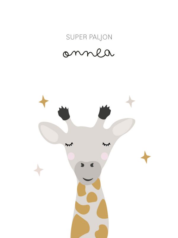 Greeting card giraffe - super paljon onnea