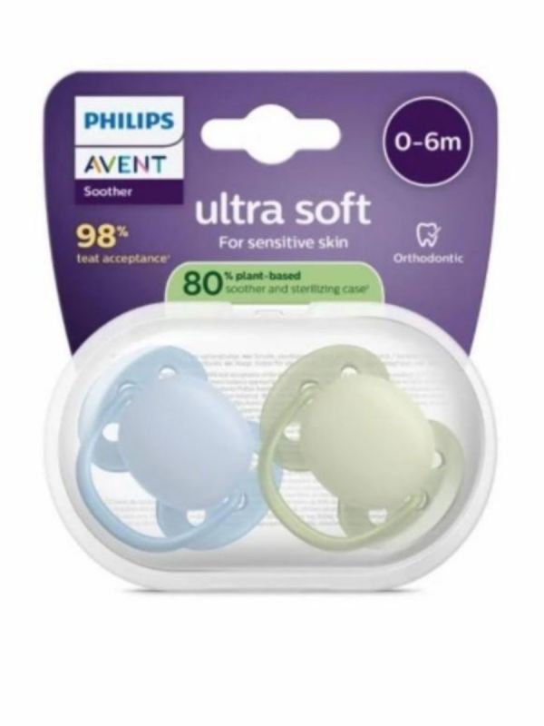Philips Avent - pacifier Ultra Soft 0-6 months, sininen/sage