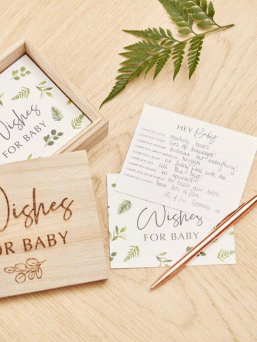 Beautiful Ginger Ray greeting cards for baby parties, a wonderful alternative to a traditional guestbook. In greeting cards, celebration guests can write sweet wishes and messages to the coming baby.