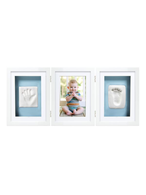Babyprints Deluxe - triple frame for handprints and footprints + photo, white