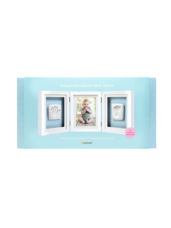 Babyprints Deluxe - triple frame for handprints and footprints + photo, white
