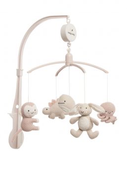 Baby´s Only - Musical mobile Animals, old pink/warm linen