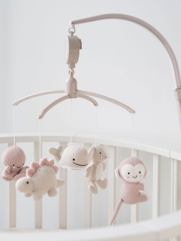 Baby´s Only - Musical mobile Animals, old pink/warm linen