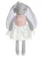 Cute Teddykompaniet ballerina rabbit in a light gray plush with a tulle skirt, fur top and silver ballerina shoes.