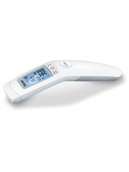 The Beurer FT90 Infrared thermometer can be used to measure body temperature in just a few seconds, as well as the temperature of surfaces such as a baby bottle and the room.