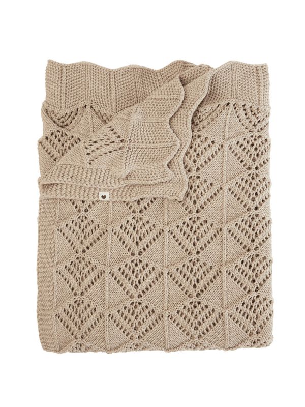 BIBS Wavy Knitted Blanket baby nap blanket, dark beige