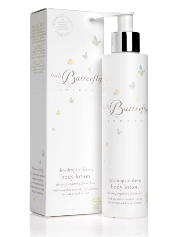 Exquisitely creamy and pampering, Little Butterfly London best-selling, organic-certified body lotion is artfully blended with healing bio-actives and precious oils, that are rich in anti-inflammatories and anti-oxidants
