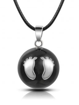 Bola pregnancy chime, black with footprint pattern