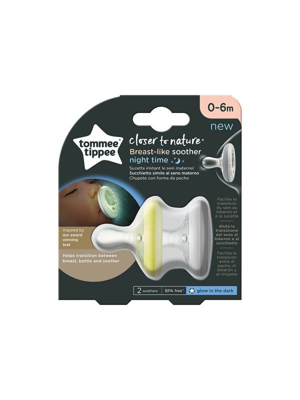 Tommee Tippee - Breast-like Night Time Soother 0-6mth, 2pack