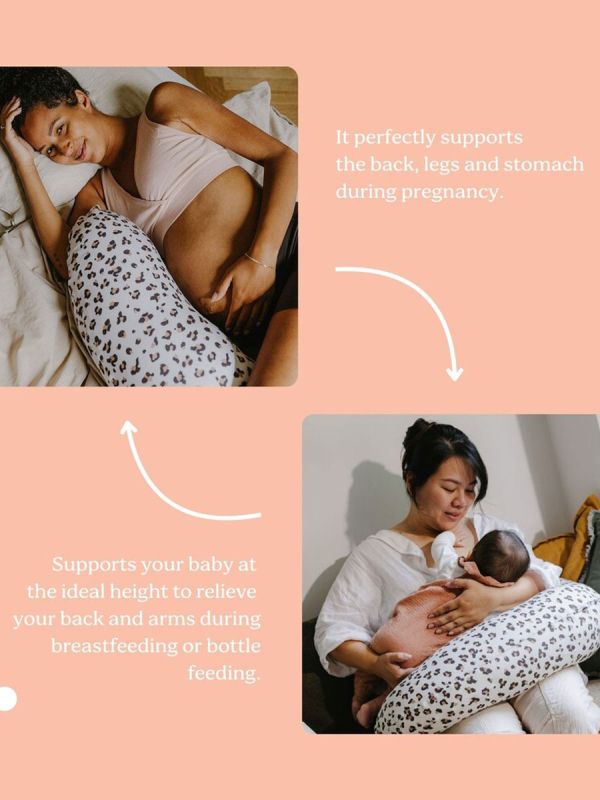 Buddy nursing pillow / body pillow, leopard cream