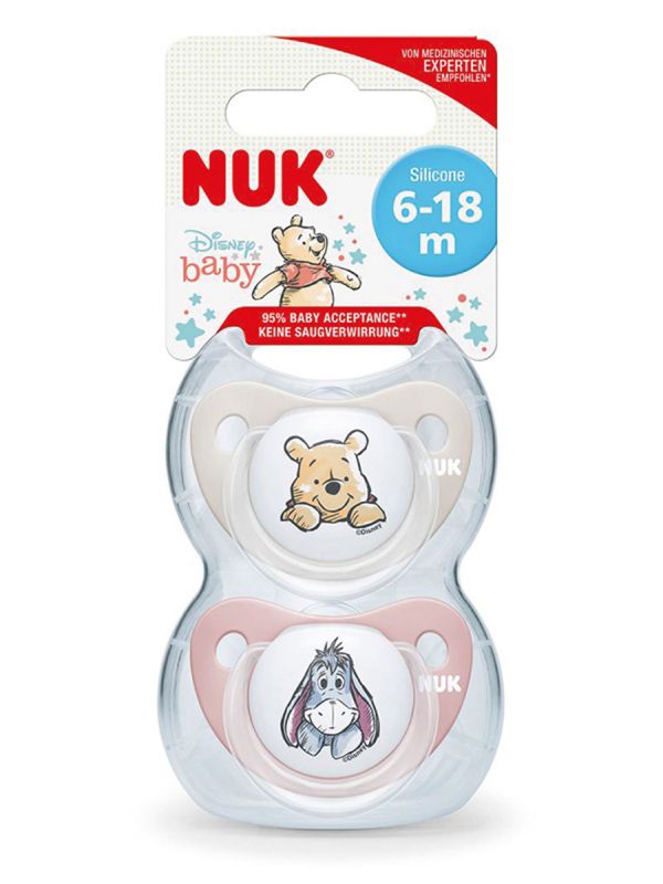 Winnie the Pooh NUK silicone pacifier, 2-pack.
