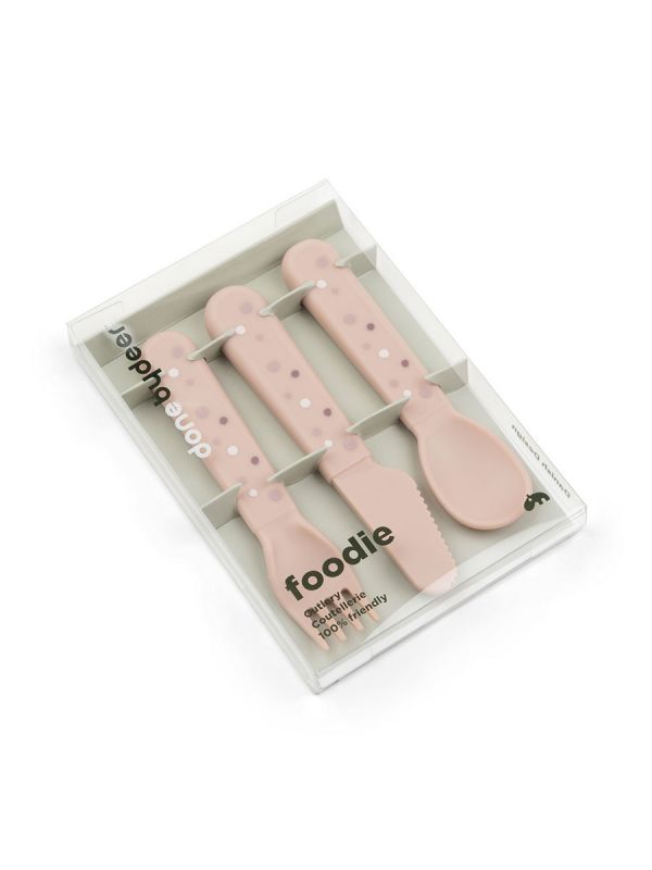 Done By Deer - Foodie cutlery set Happy dots, powder