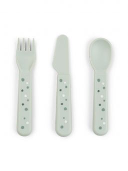 Done By Deer - Foodie cutlery set Happy dots, green