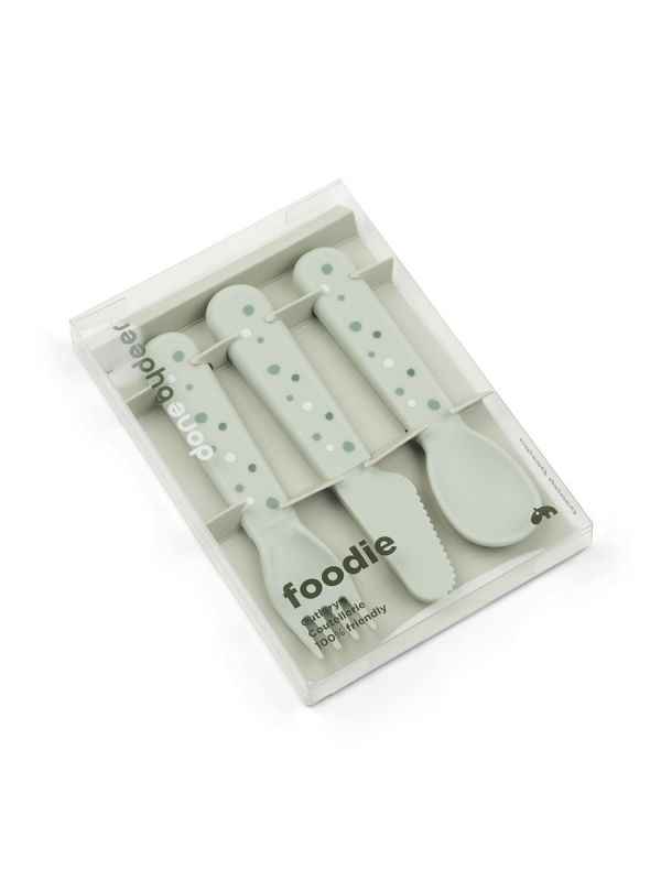 Done By Deer - Foodie cutlery set Happy dots, green