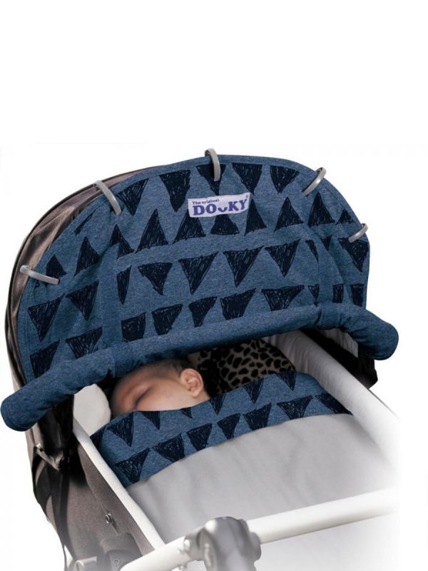 Dooky - pram curtain, blue tribal