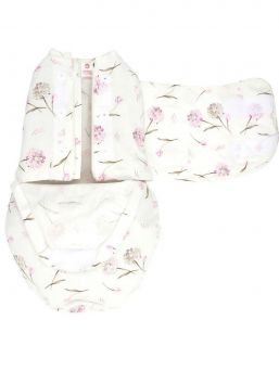 Embe swaddle Pink Clustered Flowers. The intelligent Embé zipper and swaddle design help to use the swaddle correctly. It prevents over-tightening of the pelvic area, which can cause hip dysplasia over a longer period of time.