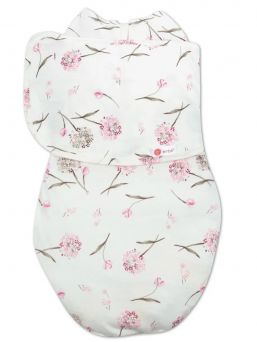 Embe swaddle Pink Clustered Flowers. The intelligent Embé zipper and swaddle design help to use the swaddle correctly. It prevents over-tightening of the pelvic area, which can cause hip dysplasia over a longer period of time.