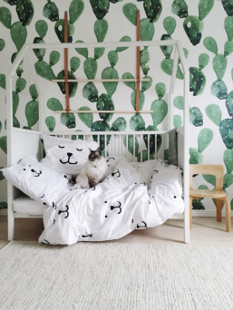 The soft Tellkiddo bedding set for toddlers. It has allover bear print on duvet and on pillow case.